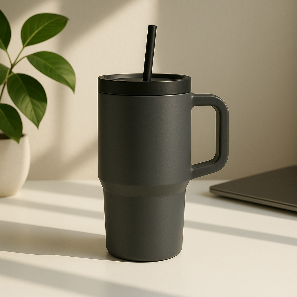 Nostora™ Premium Stainless Steel Large Thermo Tumbler (Handle + Straw)